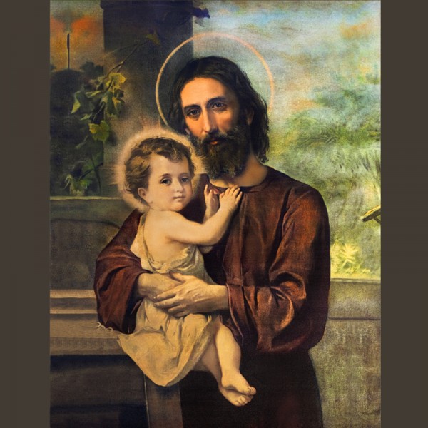 święty józef obraz na półotnie z dzieciątkiem z jezusem, święty józef obrazy religijne