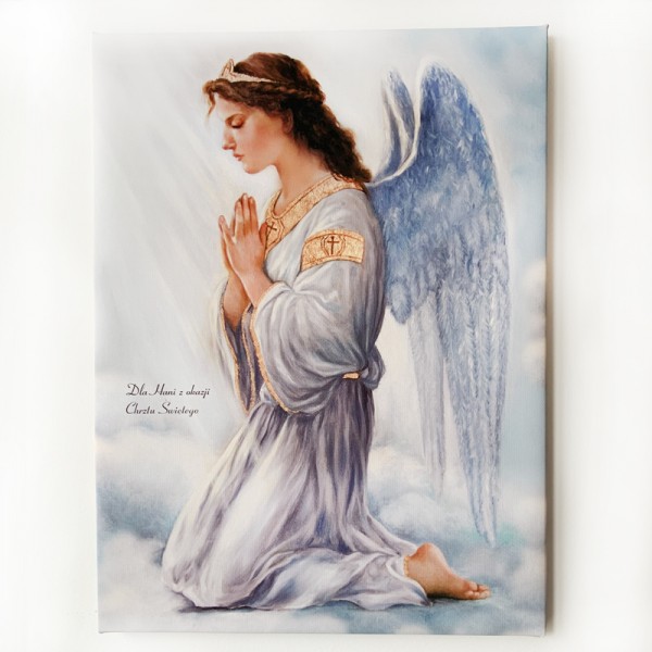 obraz anioła aniołka na płótnie do pokoju dla dziecka do sypialni nad kołyskę prezent na chrzciny