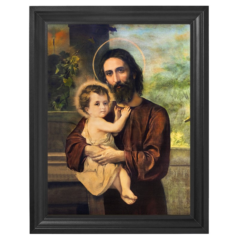 Obraz Świętego Józefa na płótnie z małym Panem Jezusem z dzieciątkiem