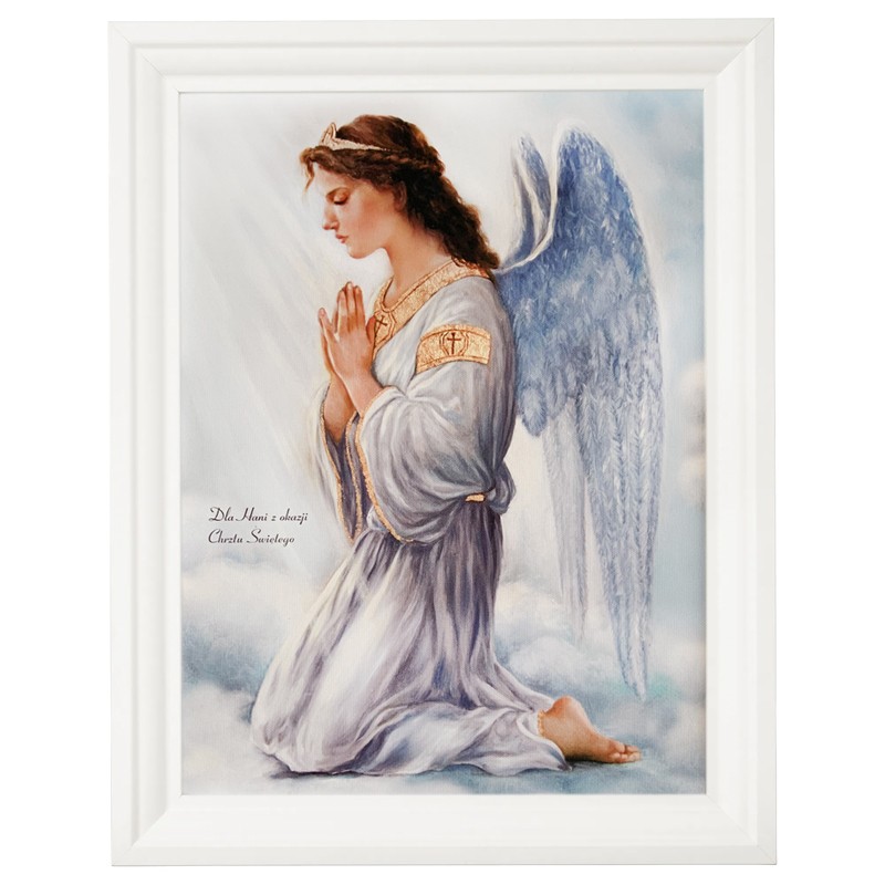 Obraz na płótnie Anioła Stróża do pokoju dla dziecka, możliwa personalizacja, personalizowany prezent na chrzciny, roczek
