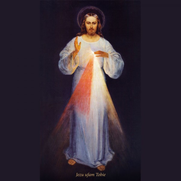 Wileński obraz Pana Jezusa - Jezu ufam Tobie na płótnie, pierwszy ,oryginalny z kościoła w Wilnie w ramie złotej, bez ramy, duży